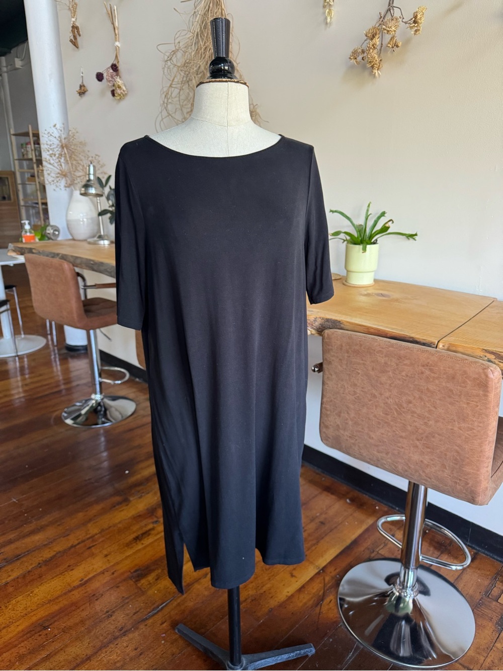 Eileen Fisher Black Midi Shift Dress
